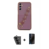 MARSİLYAN™- Galaxy A24 4G Kılıf Nova Işık Prime - Siyah 3D Antistatik Hayalet Cam Ekran Koruyucu + Valdez Metal Kamera Lens - SH