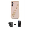MARSİLYAN™- Galaxy A24 4G Kılıf Nova Işık Prime - Siyah 3D Antistatik Hayalet Cam Ekran Koruyucu + Valdez Metal Kamera Lens - SH