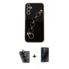 MARSİLYAN™- Galaxy A24 4G Kılıf Nova Işık Prime - Siyah 3D Antistatik Hayalet Cam Ekran Koruyucu + Valdez Metal Kamera Lens - SH