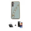 MARSİLYAN™- Galaxy A24 4G Kılıf Nova Işık Prime - Siyah 3D Antistatik Mat Seramik Nano Ekran Koruyucu + Kamera Lens Koruma Cam - SF