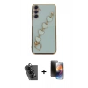 MARSİLYAN™- Galaxy A24 4G Kılıf Nova Işık Prime - Siyah 3D Antistatik Mat Seramik Nano Ekran Koruyucu + Valdez Metal Kamera Lens - SH