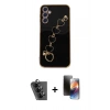 MARSİLYAN™- Galaxy A24 4G Kılıf Nova Işık Prime - Siyah 3D Antistatik Mat Seramik Nano Ekran Koruyucu + Valdez Metal Kamera Lens - SH