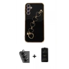 MARSİLYAN™- Galaxy A24 4G Kılıf Nova Işık Prime - Siyah 6D Antistatik Mat Seramik Hayalet Nano Ekran Koruyucu + Valdez Metal Kamera Lens - SH