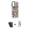 MARSİLYAN™- Galaxy A24 4G Kılıf Siluet Çizgi Koleksiyonu - Şeffaf Pasifik Cam Ekran Koruyucu + Valdez Metal Kamera Lens - SH