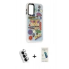 MARSİLYAN™- Galaxy A24 4G Kılıf Siluet Çizgi Koleksiyonu - Şeffaf Pasifik Cam Ekran Koruyucu + Valdez Metal Kamera Lens - GS
