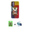MARSİLYAN™- Galaxy A24 4G Kılıf Siluet Çizgi Koleksiyonu - Siyah 3D Antistatik Cam Ekran Koruyucu + Raze Metal Kamera Lens - SH