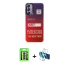 MARSİLYAN™- Galaxy A24 4G Kılıf Siluet Çizgi Koleksiyonu - Siyah 3D Antistatik Cam Ekran Koruyucu + Raze Metal Kamera Lens - SH