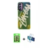 MARSİLYAN™- Galaxy A24 4G Kılıf Siluet Çizgi Koleksiyonu - Siyah 3D Antistatik Cam Ekran Koruyucu + Raze Metal Kamera Lens - SH