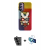 MARSİLYAN™- Galaxy A24 4G Kılıf Siluet Çizgi Koleksiyonu - Siyah 3D Antistatik Cam Ekran Koruyucu + Valdez Metal Kamera Lens - SH