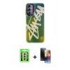 MARSİLYAN™- Galaxy A24 4G Kılıf Siluet Çizgi Koleksiyonu - Siyah 3D Antistatik Mat Seramik Nano Ekran Koruyucu + Raze Metal Kamera Lens - GS