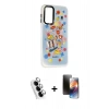 MARSİLYAN™- Galaxy A24 4G Kılıf Siluet Çizgi Koleksiyonu - Siyah 3D Antistatik Mat Seramik Nano Ekran Koruyucu + Valdez Metal Kamera Lens - GS