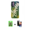 MARSİLYAN™- Galaxy A24 4G Kılıf Siluet Çizgi Koleksiyonu - Siyah 3D Antistatik Mat Seramik Nano Ekran Koruyucu + Siyah Raze Metal Kamera Lens