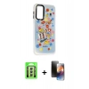 MARSİLYAN™- Galaxy A24 4G Kılıf Siluet Çizgi Koleksiyonu - Siyah 3D Antistatik Mat Seramik Nano Ekran Koruyucu + Raze Metal Kamera Lens - GS