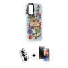 MARSİLYAN™- Galaxy A24 4G Kılıf Siluet Çizgi Koleksiyonu - Siyah 3D Antistatik Mat Seramik Nano Ekran Koruyucu + Valdez Metal Kamera Lens - GS