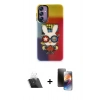 MARSİLYAN™- Galaxy A24 4G Kılıf Siluet Çizgi Koleksiyonu - Siyah 3D Antistatik Mat Seramik Nano Ekran Koruyucu + Şeffaf Kamera Lens Koruma Cam