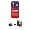 MARSİLYAN™- Galaxy A24 4G Kılıf Siluet Çizgi Koleksiyonu - Siyah 3D Antistatik Mat Seramik Nano Ekran Koruyucu + Şeffaf Kamera Lens Koruma Cam