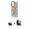 MARSİLYAN™- Galaxy A24 4G Kılıf Siluet Çizgi Koleksiyonu - Siyah 3D Antistatik Mat Seramik Nano Ekran Koruyucu + Şeffaf Kamera Lens Koruma Cam