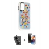 MARSİLYAN™- Galaxy A24 4G Kılıf Siluet Çizgi Koleksiyonu - Siyah 3D Antistatik Mat Seramik Nano Ekran Koruyucu + Valdez Metal Kamera Lens - SH