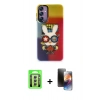 MARSİLYAN™- Galaxy A24 4G Kılıf Siluet Çizgi Koleksiyonu - Siyah 3D Antistatik Mat Seramik Nano Ekran Koruyucu + Raze Metal Kamera Lens - GS