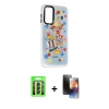 MARSİLYAN™- Galaxy A24 4G Kılıf Siluet Çizgi Koleksiyonu - Siyah 3D Antistatik Mat Seramik Nano Ekran Koruyucu + Siyah Raze Metal Kamera Lens