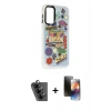 MARSİLYAN™- Galaxy A24 4G Kılıf Siluet Çizgi Koleksiyonu - Siyah 3D Antistatik Mat Seramik Nano Ekran Koruyucu + Valdez Metal Kamera Lens - SH