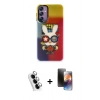 MARSİLYAN™- Galaxy A24 4G Kılıf Siluet Çizgi Koleksiyonu - Siyah 3D Antistatik Mat Seramik Nano Ekran Koruyucu + Valdez Metal Kamera Lens - GS