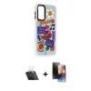 MARSİLYAN™- Galaxy A24 4G Kılıf Siluet Çizgi Koleksiyonu - Siyah 3D Antistatik Mat Seramik Nano Ekran Koruyucu + Şeffaf Kamera Lens Koruma Cam