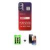 MARSİLYAN™- Galaxy A24 4G Kılıf Siluet Çizgi Koleksiyonu - Siyah 3D Antistatik Mat Seramik Nano Ekran Koruyucu + Siyah Raze Metal Kamera Lens