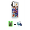 MARSİLYAN™- Galaxy A24 4G Kılıf Siluet Çizgi Koleksiyonu - Siyah 3D Antistatik Seramik Nano Ekran Koruyucu + Raze Metal Kamera Lens - GS