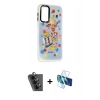 MARSİLYAN™- Galaxy A24 4G Kılıf Siluet Çizgi Koleksiyonu - Siyah 3D Antistatik Seramik Nano Ekran Koruyucu + Valdez Metal Kamera Lens - SH