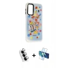 MARSİLYAN™- Galaxy A24 4G Kılıf Siluet Çizgi Koleksiyonu - Siyah 3D Antistatik Seramik Nano Ekran Koruyucu + Valdez Metal Kamera Lens - GS