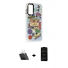 MARSİLYAN™- Galaxy A24 4G Kılıf Siluet Çizgi Koleksiyonu - Siyah 6D Antistatik Mat Seramik Hayalet Nano Ekran Koruyucu + Kamera Lens Koruma Cam - SF