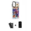MARSİLYAN™- Galaxy A24 4G Kılıf Siluet Çizgi Koleksiyonu - Siyah 6D Antistatik Mat Seramik Hayalet Nano Ekran Koruyucu + Valdez Metal Kamera Lens - SH