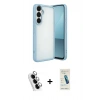 MARSİLYAN™- Galaxy A24 4G Kılıf Vadi Minimal - Şeffaf Pasifik Cam Ekran Koruyucu + Valdez Metal Kamera Lens - GS