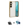 MARSİLYAN™- Galaxy A24 4G Kılıf Vadi Minimal - Siyah 3D Antistatik Cam Ekran Koruyucu + Kamera Lens Koruma Cam - SF