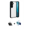 MARSİLYAN™- Galaxy A24 4G Kılıf Vadi Minimal - Siyah 3D Antistatik Cam Ekran Koruyucu + Kamera Lens Koruma Cam - SF