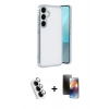 MARSİLYAN™- Galaxy A24 4G Kılıf Vadi Minimal - Siyah 3D Antistatik Mat Seramik Nano Ekran Koruyucu + Gümüş Valdez Metal Kamera Lens