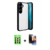 MARSİLYAN™- Galaxy A24 4G Kılıf Vadi Minimal - Siyah 3D Antistatik Mat Seramik Nano Ekran Koruyucu + Raze Metal Kamera Lens - GS