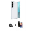 MARSİLYAN™- Galaxy A24 4G Kılıf Vadi Minimal - Siyah 3D Antistatik Mat Seramik Nano Ekran Koruyucu + Kamera Lens Koruma Cam - SF
