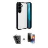 MARSİLYAN™- Galaxy A24 4G Kılıf Vadi Minimal - Siyah 3D Antistatik Mat Seramik Nano Ekran Koruyucu + Valdez Metal Kamera Lens - SH
