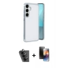 MARSİLYAN™- Galaxy A24 4G Kılıf Vadi Minimal - Siyah 3D Antistatik Mat Seramik Nano Ekran Koruyucu + Valdez Metal Kamera Lens - SH