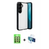 MARSİLYAN™- Galaxy A24 4G Kılıf Vadi Minimal - Siyah 3D Antistatik Seramik Nano Ekran Koruyucu + Raze Metal Kamera Lens - GS