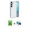 MARSİLYAN™- Galaxy A24 4G Kılıf Vadi Minimal - Siyah 3D Antistatik Seramik Nano Ekran Koruyucu + Raze Metal Kamera Lens - SH