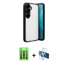 MARSİLYAN™- Galaxy A24 4G Kılıf Vadi Minimal - Siyah 3D Antistatik Seramik Nano Ekran Koruyucu + Raze Metal Kamera Lens - SH