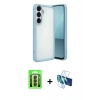 MARSİLYAN™- Galaxy A24 4G Kılıf Vadi Minimal - Siyah 3D Antistatik Seramik Nano Ekran Koruyucu + Raze Metal Kamera Lens - SH