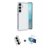 MARSİLYAN™- Galaxy A24 4G Kılıf Vadi Minimal - Siyah 3D Antistatik Seramik Nano Ekran Koruyucu + Valdez Metal Kamera Lens - GS
