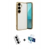 MARSİLYAN™- Galaxy A24 4G Kılıf Vadi Minimal - Siyah 3D Antistatik Seramik Nano Ekran Koruyucu + Valdez Metal Kamera Lens - GS
