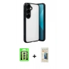 MARSİLYAN™- Galaxy A24 4G Kılıf Vadi Minimal - Siyah 6D Mat Seramik Hayalet Nano Ekran Koruyucu + Raze Metal Kamera Lens - GS