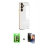 MARSİLYAN™- Galaxy A24 4G Kılıf Yankı Serisi - Siyah 3D Antistatik Mat Seramik Nano Ekran Koruyucu + Raze Metal Kamera Lens - SH
