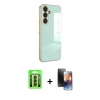MARSİLYAN™- Galaxy A24 4G Kılıf Yankı Serisi - Siyah 3D Antistatik Mat Seramik Nano Ekran Koruyucu + Raze Metal Kamera Lens - SH